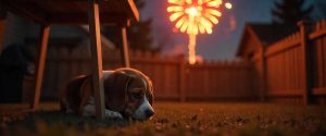 Cane spaventato per botti di Capodanno